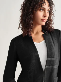 Jackets & Coats|Misook Inverted Notch Collar Tailored Knit Jacket Black