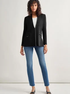 Jackets & Coats|Misook Inverted Notch Collar Tailored Knit Jacket Black