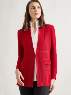 Jackets & Coats|Misook Inverted Notch Collar Tailored Knit Jacket Rouge