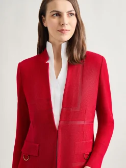Jackets & Coats|Misook Inverted Notch Collar Tailored Knit Jacket Rouge