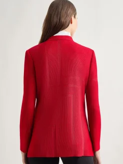 Jackets & Coats|Misook Inverted Notch Collar Tailored Knit Jacket Rouge