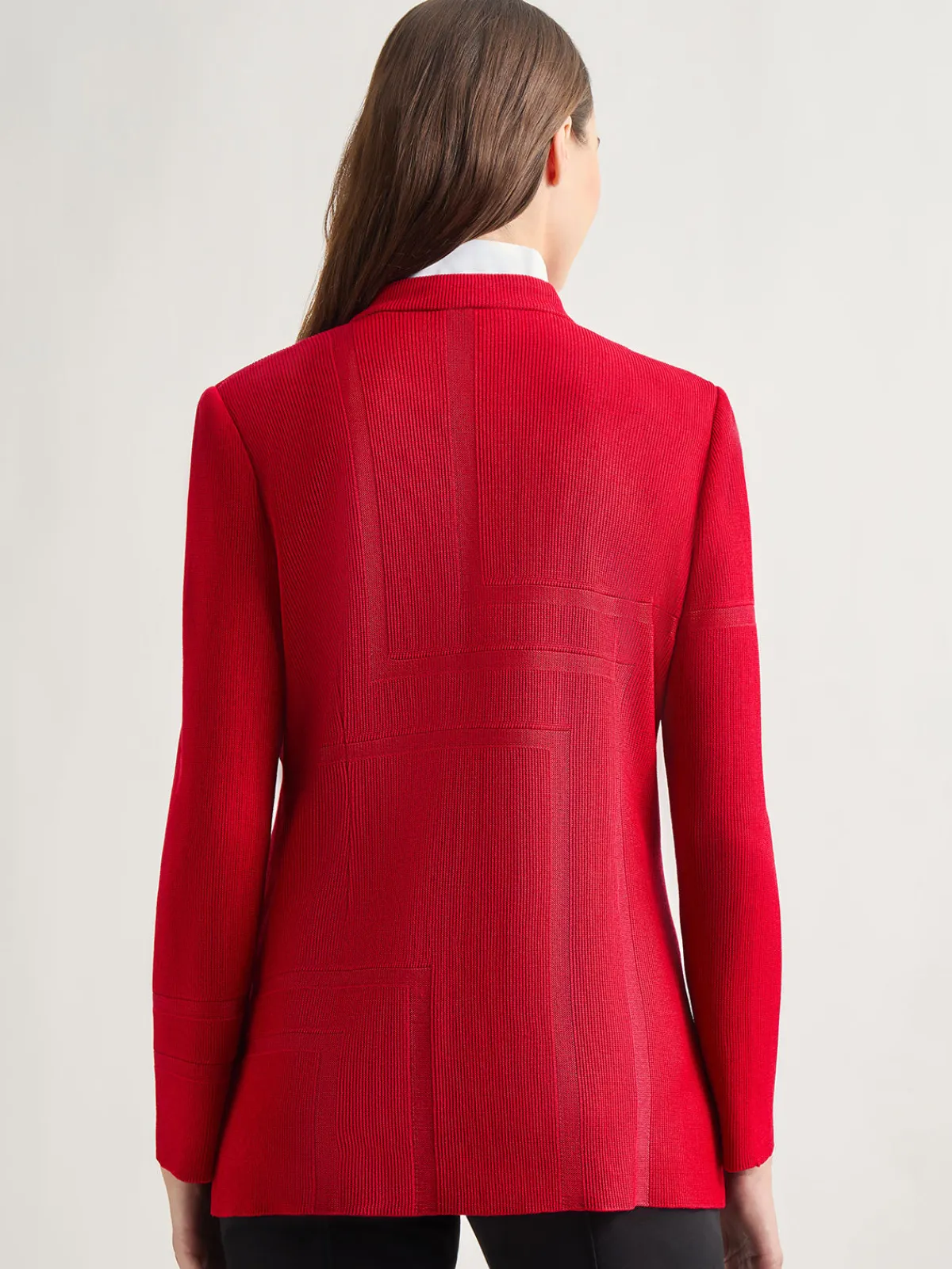 Jackets & Coats|Misook Inverted Notch Collar Tailored Knit Jacket Rouge