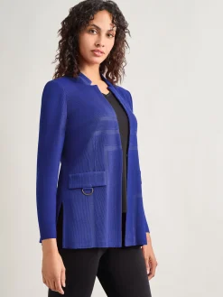 Jackets & Coats|Misook Inverted Notch Collar Tailored Knit Jacket StarryNightBlue