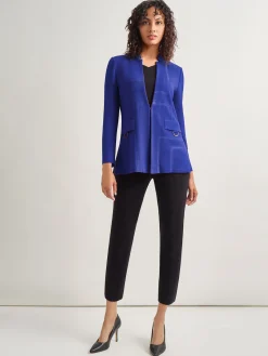 Jackets & Coats|Misook Inverted Notch Collar Tailored Knit Jacket StarryNightBlue