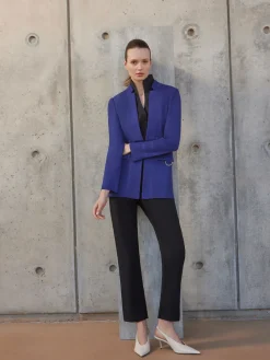 Jackets & Coats|Misook Inverted Notch Collar Tailored Knit Jacket StarryNightBlue