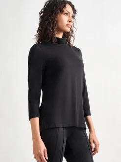 Blouses & Shirts|Tops & Tees|Misook Jersey Turtleneck Top, Black