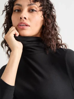 Blouses & Shirts|Tops & Tees|Misook Jersey Turtleneck Top, Black