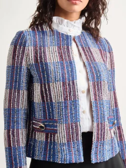 Jackets & Coats|Misook Jewel Neck Tweed Jacket Sand/NewIvory/Black/LyonsBlue/Russet