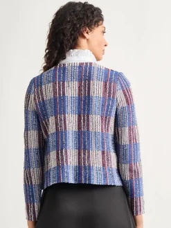 Jackets & Coats|Misook Jewel Neck Tweed Jacket Sand/NewIvory/Black/LyonsBlue/Russet