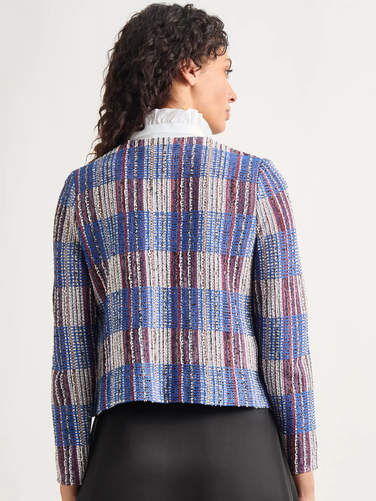 Jackets & Coats|Misook Jewel Neck Tweed Jacket Sand/NewIvory/Black/LyonsBlue/Russet