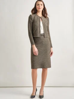 Skirts|Misook Knee-Length Lurex Knit Straight Skirt Black/Gold