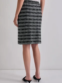 Skirts|Misook Knee-Length Tweed Knit Pencil Skirt Black/NewIvory