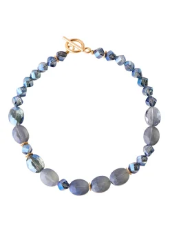 Accessories|Necklaces|Misook Labradorite Mixed Crystal Necklace Blue/Gold