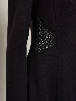 Jackets & Coats|Misook Lace Accent Tailored Knit Blazer Black