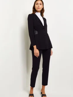 Jackets & Coats|Misook Lace Accent Tailored Knit Blazer Black