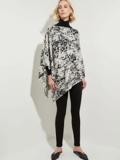 Jackets & Coats|Tops & Tees|Misook Leopard Print Cashmere Poncho GreyCombo