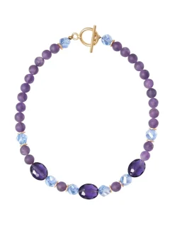 Accessories|Necklaces|Misook Matte Amethyst Crystal Necklace Blue/Gold