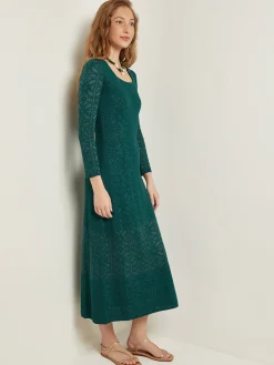 Dresses|Misook Maxi A-Line Dress - Burnout Detail Jacquard Knit Spruce