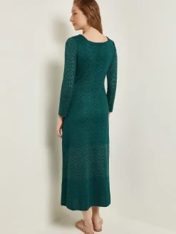 Dresses|Misook Maxi A-Line Dress - Burnout Detail Jacquard Knit Spruce