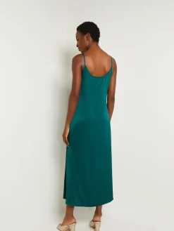 Dresses|Misook Maxi A-Line Dress - Ruffled Crepe De Chine Spruce