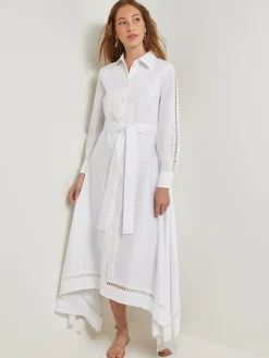 Dresses|Misook Maxi Dress - Eyelet Trim Cotton White