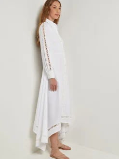 Dresses|Misook Maxi Dress - Eyelet Trim Cotton White