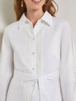Dresses|Misook Maxi Dress - Eyelet Trim Cotton White