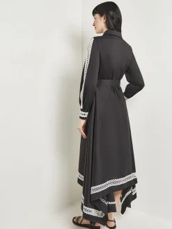 Dresses|Misook Maxi Dress - Eyelet Trim Cotton Black/White