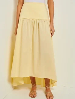 Skirts|Misook Maxi High-Low Skirt - Flounce Cotton PaleGold