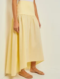 Skirts|Misook Maxi High-Low Skirt - Flounce Cotton PaleGold