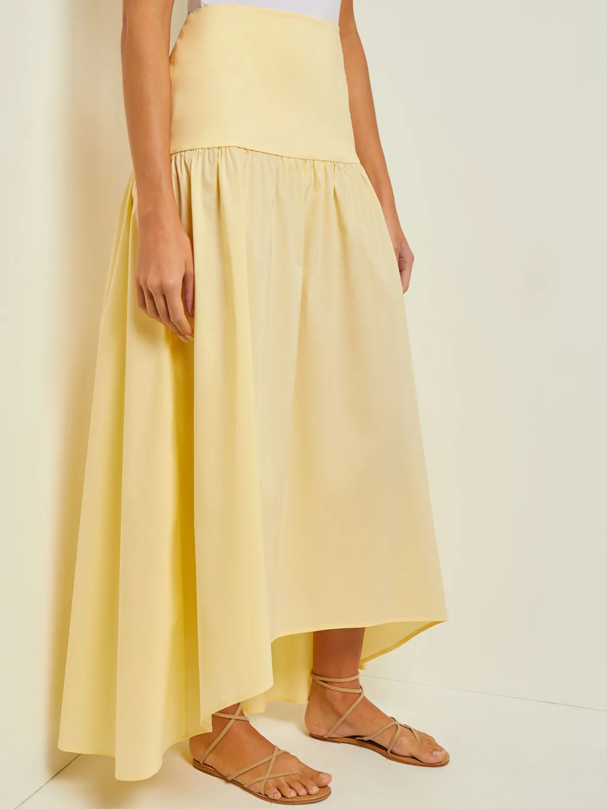 Skirts|Misook Maxi High-Low Skirt - Flounce Cotton PaleGold