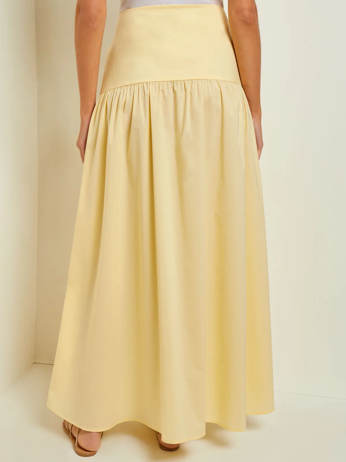 Skirts|Misook Maxi High-Low Skirt - Flounce Cotton PaleGold