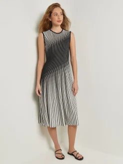 Dresses|Misook Midi A-Line Dress - Ombre Soft Intarsia Knit NewIvory/Black
