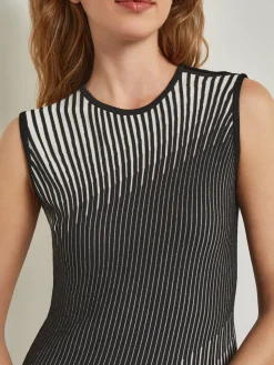 Dresses|Misook Midi A-Line Dress - Ombre Soft Intarsia Knit NewIvory/Black