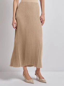 Skirts|Misook Midi A-Line Soft Ribbed Knit Skirt Sand