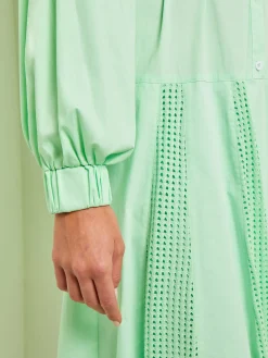 Dresses|Misook Midi Drop Waist Dress - Pointelle Stripe Mixed Media ParadiseGreen