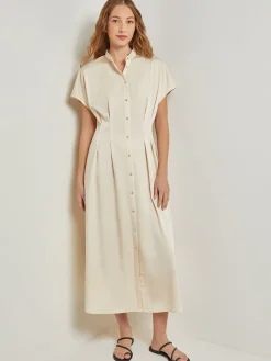 Dresses|Misook Midi Fit & Flare Dress - Dolman Sleeve Woven Parchment