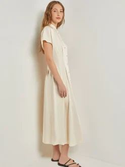 Dresses|Misook Midi Fit & Flare Dress - Dolman Sleeve Woven Parchment