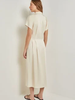 Dresses|Misook Midi Fit & Flare Dress - Dolman Sleeve Woven Parchment