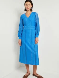 Dresses|Misook Midi Fit & Flare Dress - Multi-Stitch Knit AdriaticBlue