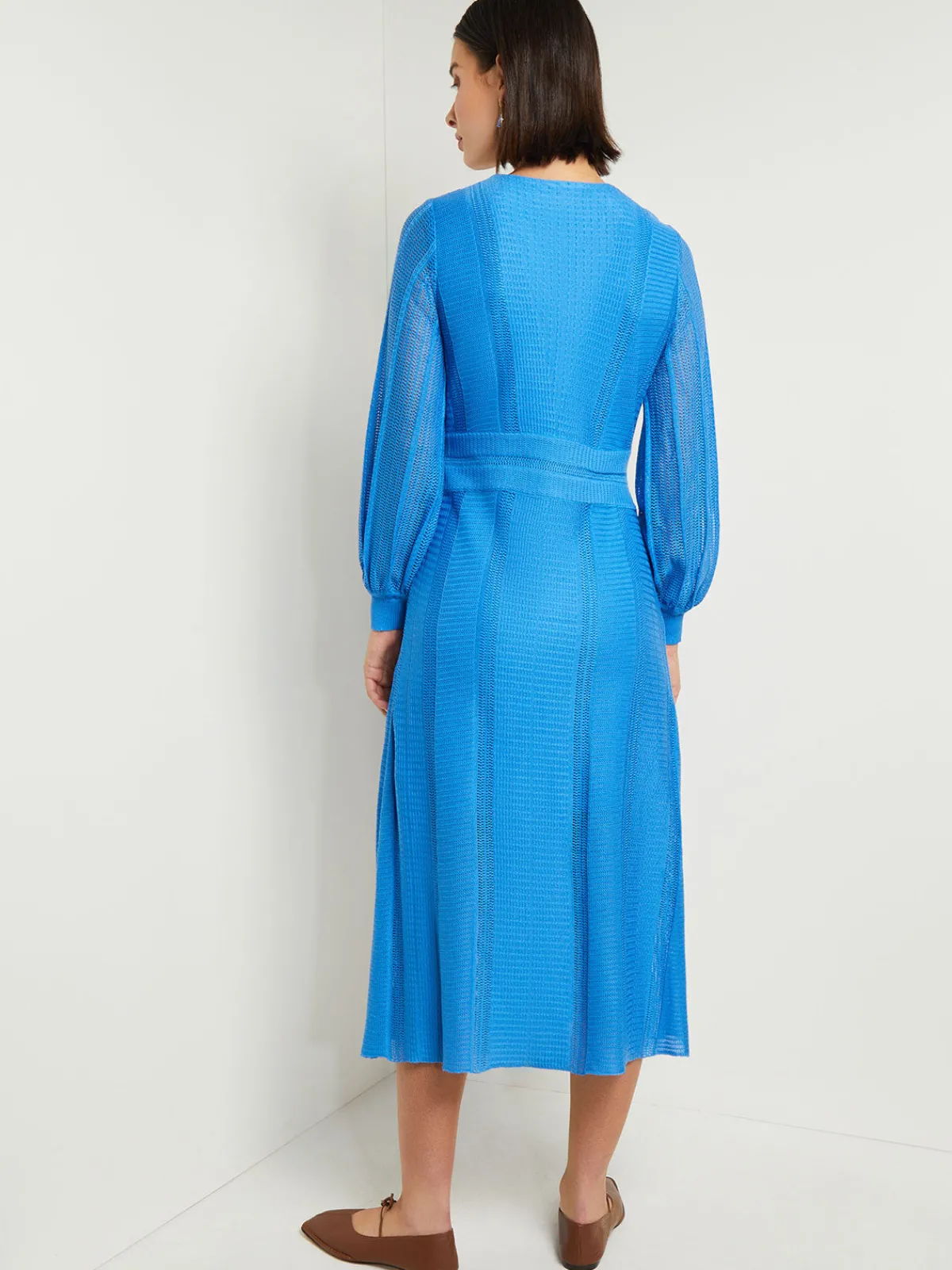Dresses|Misook Midi Fit & Flare Dress - Multi-Stitch Knit AdriaticBlue