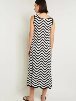 Dresses|Misook Midi Sheath Dress - Chevron Hem Intarsia Knit Black/White