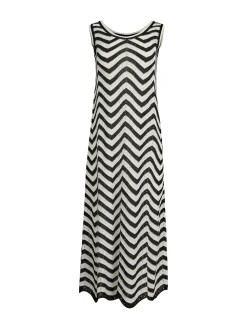 Dresses|Misook Midi Sheath Dress - Chevron Hem Intarsia Knit Black/White