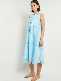 Dresses|Misook Midi Tent Dress - Sleeveless Eyelet Detailed Woven CaribbeanMist