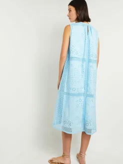 Dresses|Misook Midi Tent Dress - Sleeveless Eyelet Detailed Woven CaribbeanMist