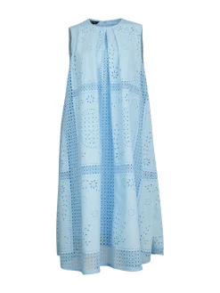 Dresses|Misook Midi Tent Dress - Sleeveless Eyelet Detailed Woven CaribbeanMist