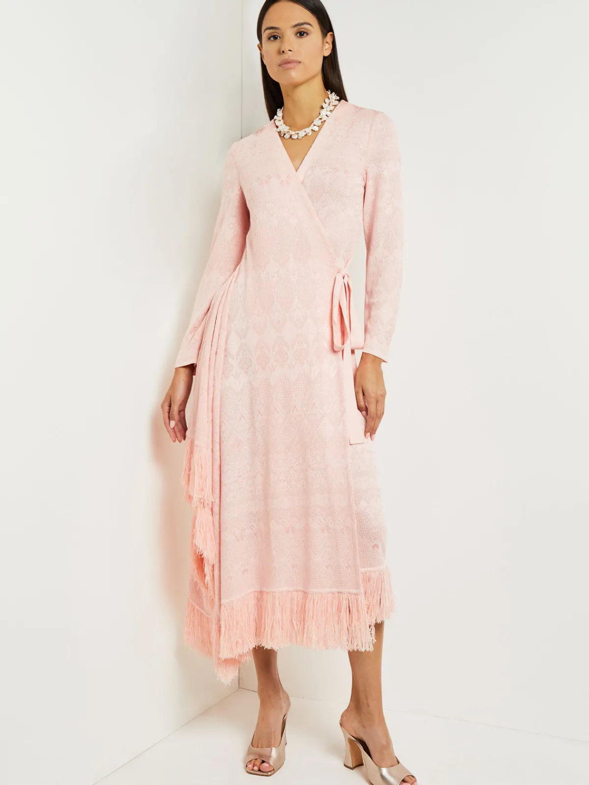 Dresses|Misook Midi Wrap Dress - Soft Jacquard Knit PorcelainPink