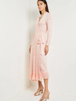 Dresses|Misook Midi Wrap Dress - Soft Jacquard Knit PorcelainPink