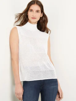 Tops & Tees|Tanks|Misook Mock Neck Soft Knit Tank Top White