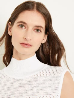 Tops & Tees|Tanks|Misook Mock Neck Soft Knit Tank Top White
